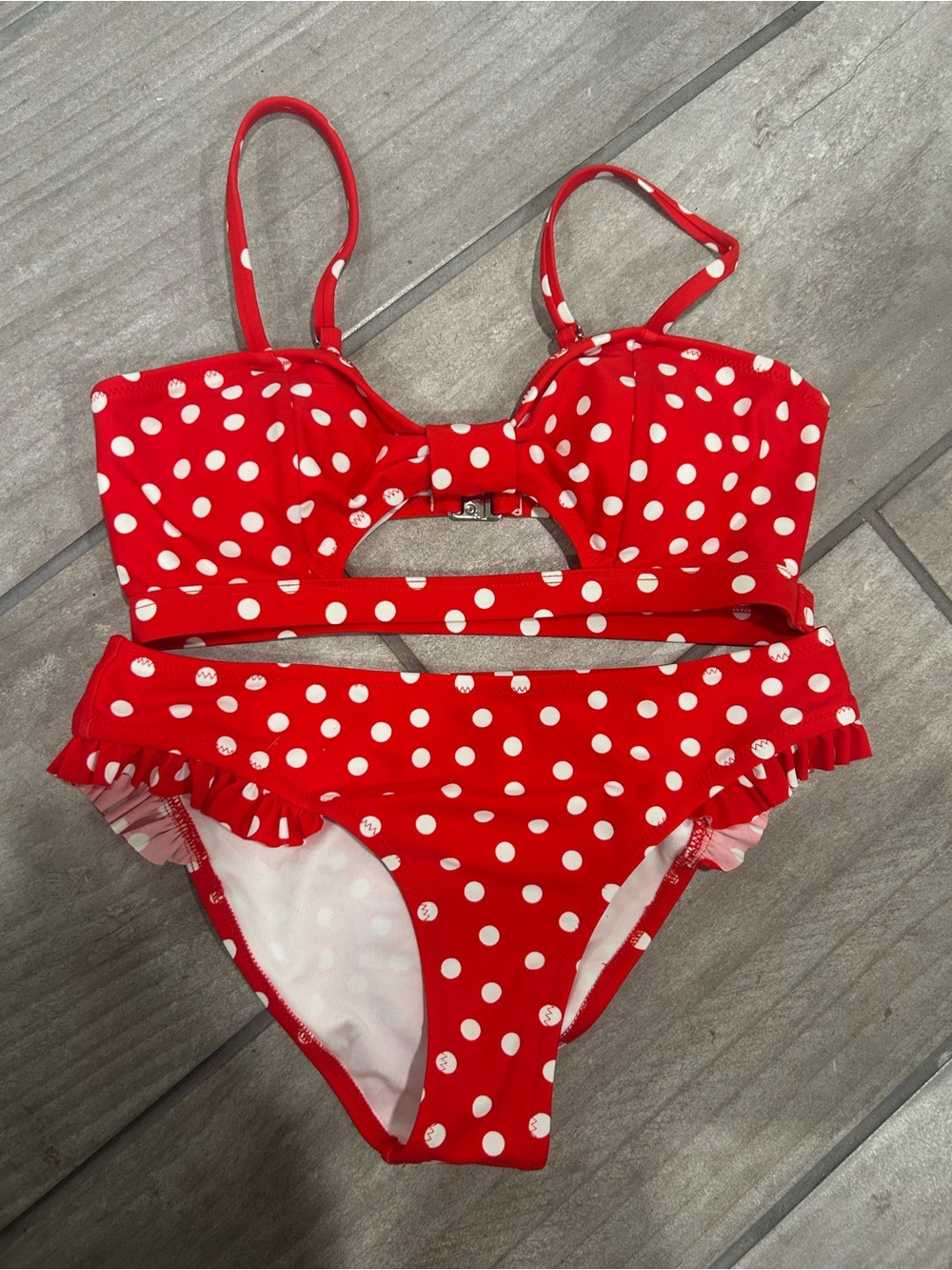 Red Polka Dot Two-Piece Swim XS